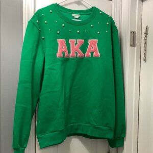Green AKA Sorority Sweatshirt with Pink Lettering